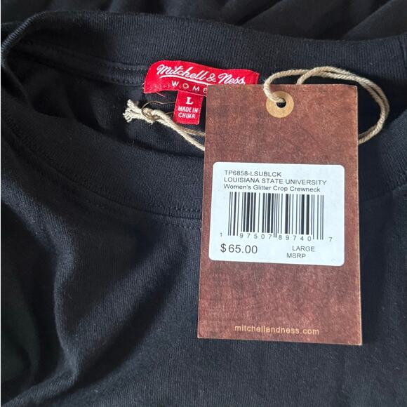 NWT! Mitchell & Ness Louisiana State University Glitter Crop Crewneck - Size L - Picture 5 of 7